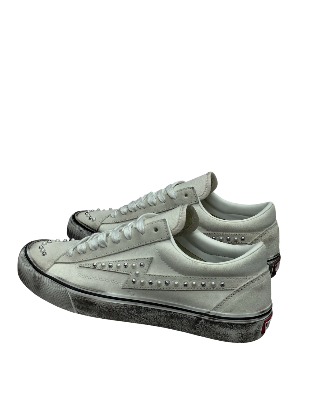 White Pearl Bolt Sneakers