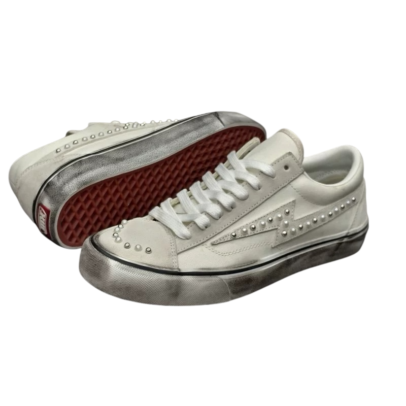 White Pearl Bolt Sneakers