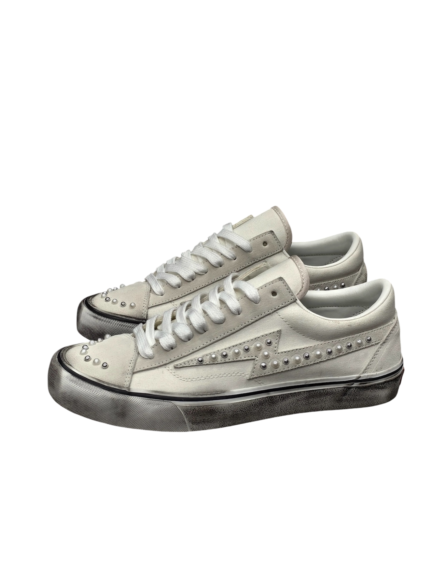 White Pearl Bolt Sneakers