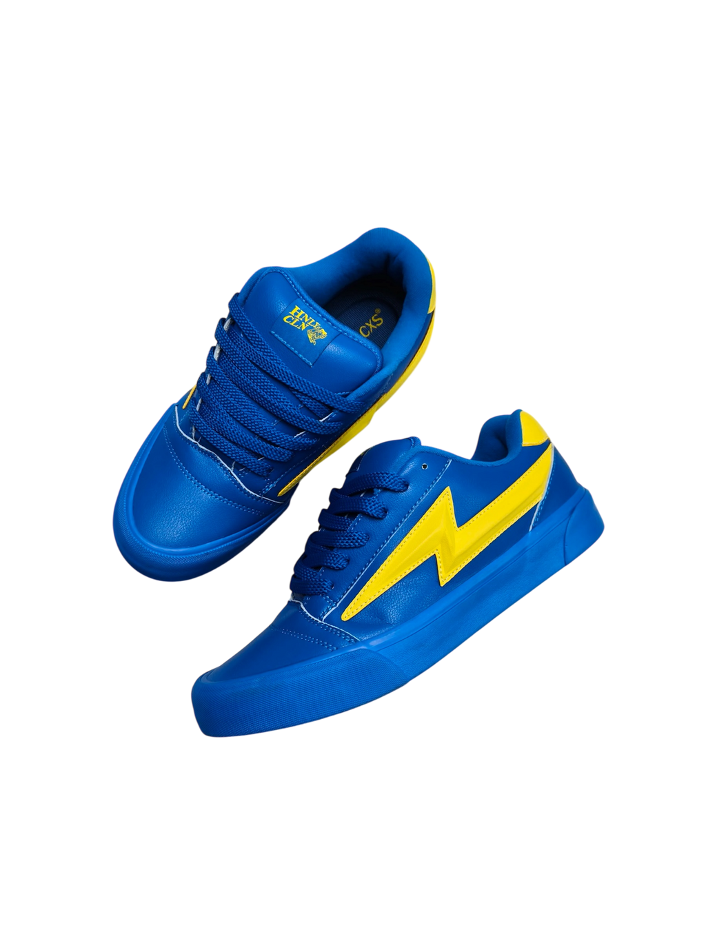 Blue Leather Bolt Sneakers